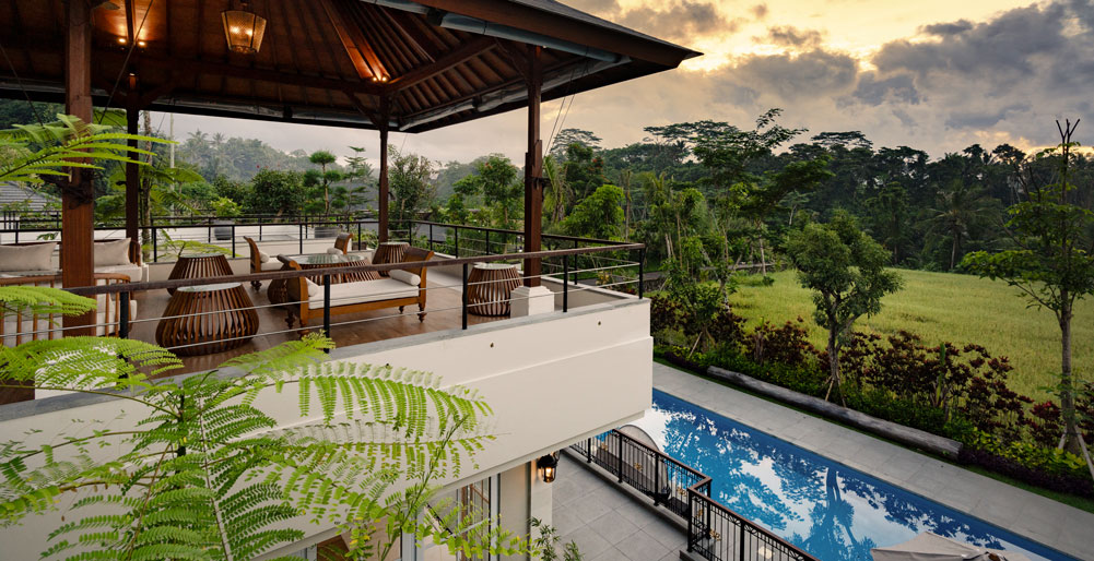 Pala Ubud - Villa Sanghyang - Breezy terrace overlooking the paddy fields